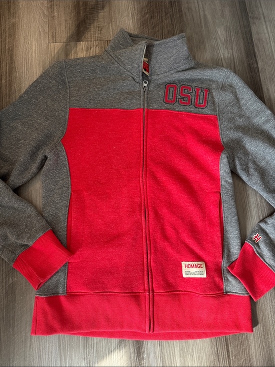 HOMAGE Tops - HOMAGE small zip up sweatshirt Ohio State University buckeyes women’s shirt